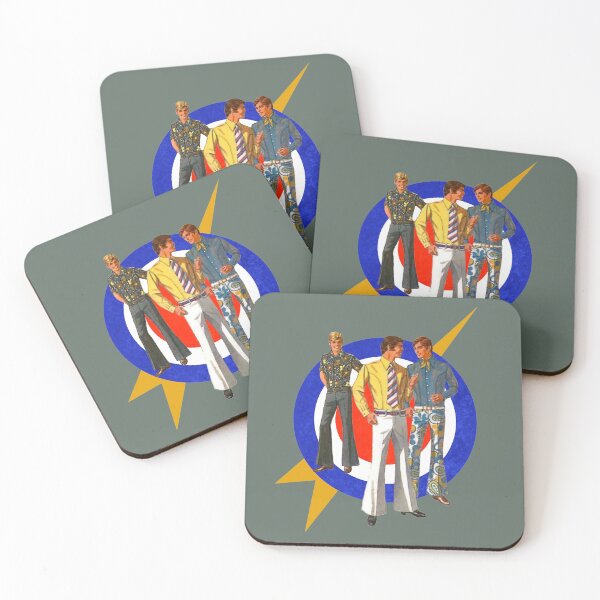 Item preview, Three Mod Sixties 1960s Vintage Fashion Men with Mod Target designed and sold by KALEIDOSCOPE UK.