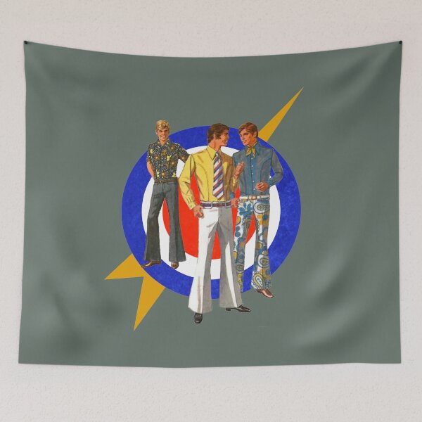 Item preview, Three Mod Sixties 1960s Vintage Fashion Men with Mod Target designed and sold by KALEIDOSCOPE UK.