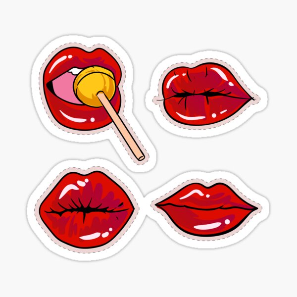 Pegatina «hot Red Lips Sexy Y Sensual Kiss Sticker Conjunto De Diseño