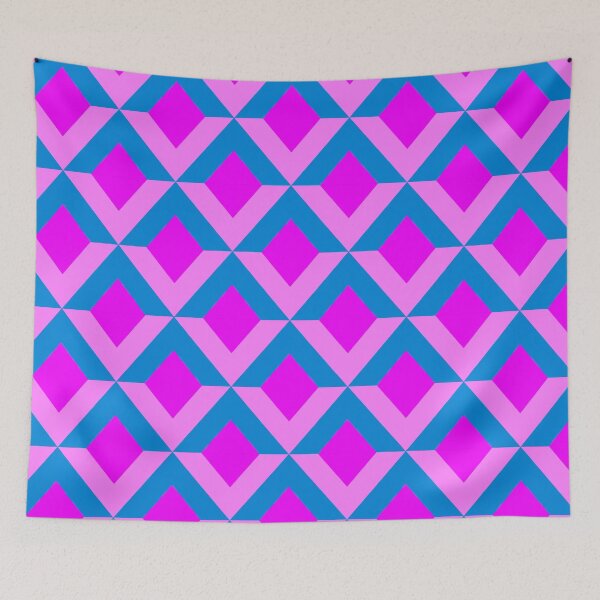 Artikelvorschau, Retro-70er-Jahre-inspiriertes rosa und blaues geometrisches Muster entworfen und verkauft von madtoyman.