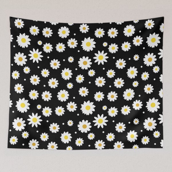 Item preview, Floral Summer Daisies Pattern On Black designed and sold by Hixon House.