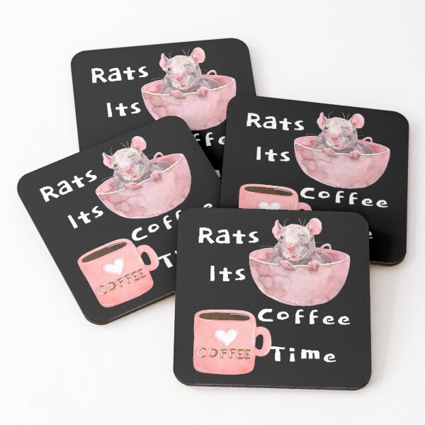 Aperçu de l'œuvre Rats Its Coffee Time Blanc créée et vendue par CreativeBel.