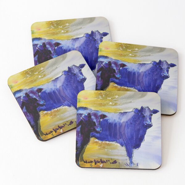 Item preview, Black cows in dramatic light and abstract landscape watercolor painting   designed and sold by MikeJory.