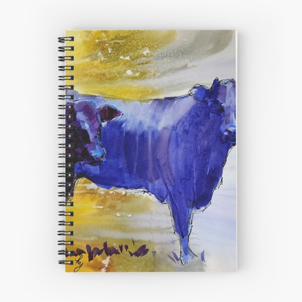 Item preview, Black cows in dramatic light and abstract landscape watercolor painting   designed and sold by MikeJory.