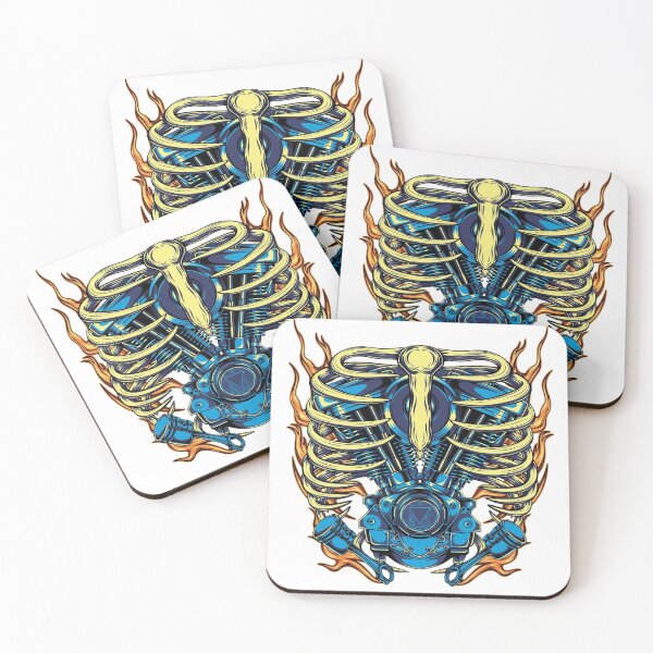 Item preview, Twin Engine With Flaming Skeleton Art designed and sold by JTS STORE.