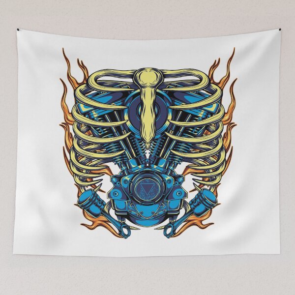 Item preview, Twin Engine With Flaming Skeleton Art designed and sold by JTS STORE.