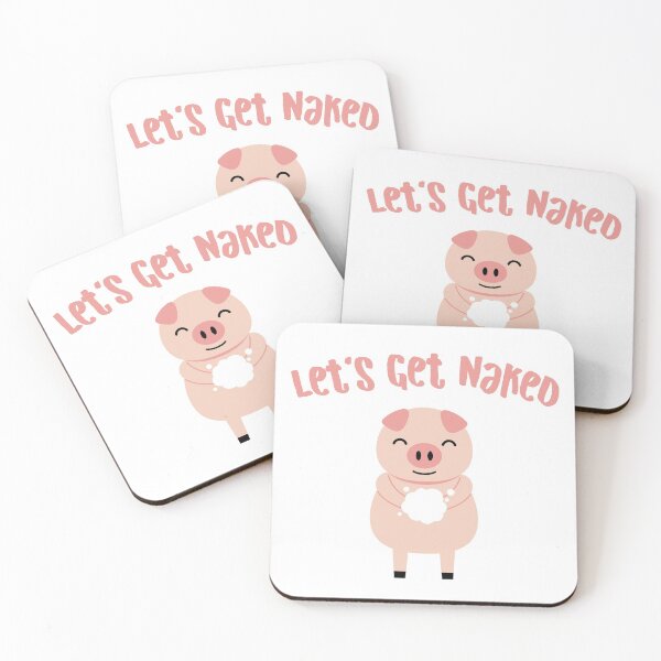 Item preview, Let's Get Naked Cute Pig in Bathroom Funny Quote designed and sold by SoccaTamam.