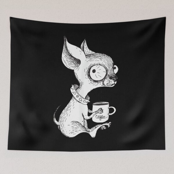Item preview, Angry Chihuahua sitting with coffee designed and sold by Unique-Tees.