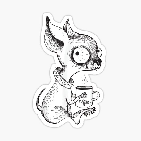 Item preview, Angry Chihuahua sitting with coffee designed and sold by Unique-Tees.