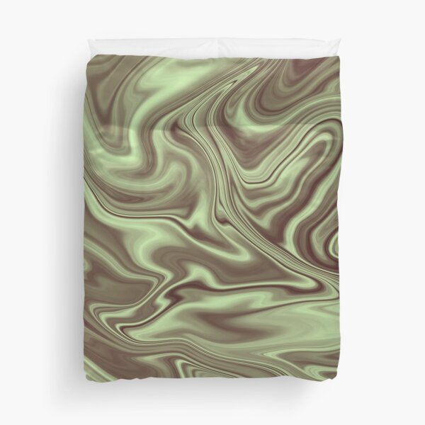 Green And Brown Liquid Duvet Cover