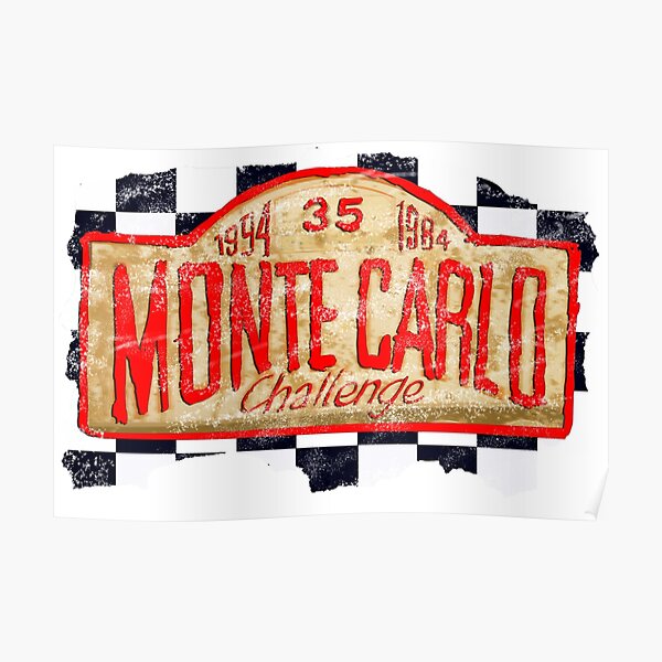 motor sport design for Monte Carlo sign on cut-out chequered flag Poster
