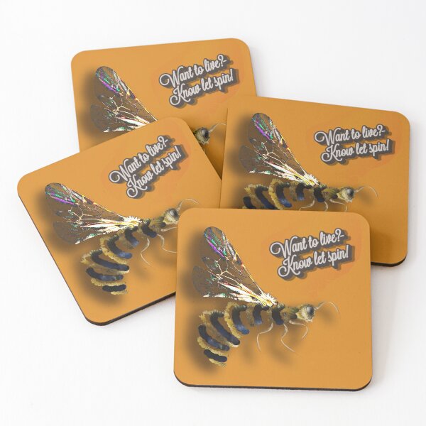 Item preview,  Bee art saying orange background spiral wings designed and sold by Maria Mihailova.
