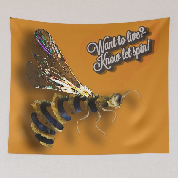 Item preview,  Bee art saying orange background spiral wings designed and sold by Maria Mihailova.