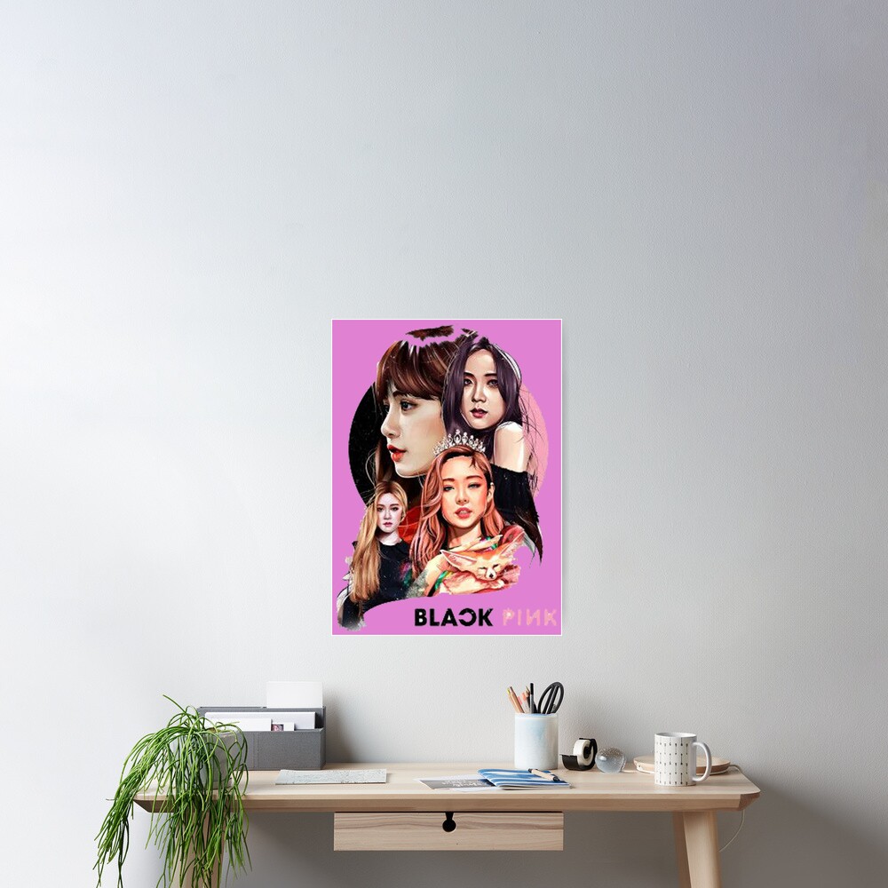 Schwarz Rosa Gruppenband Mädchen KPOP BlackPink Poster