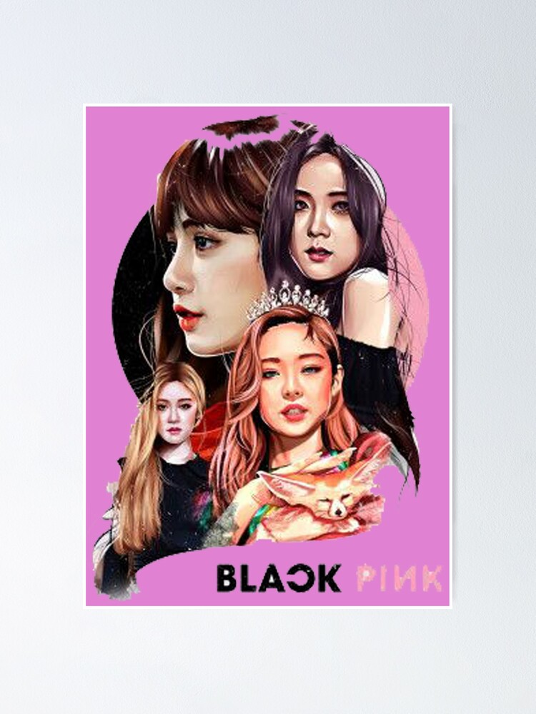 Schwarz Rosa Gruppenband Mädchen KPOP BlackPink Poster