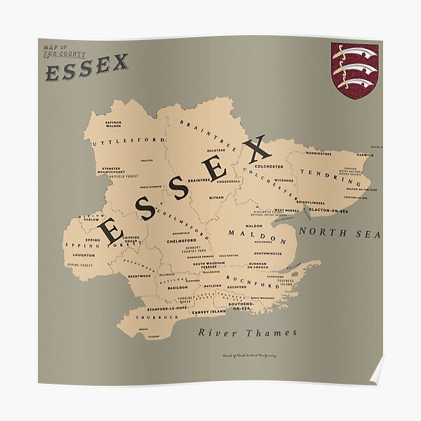 Carte d'Essex de style Red Dead Redemption 2 Poster