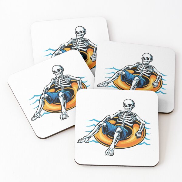 Item preview, Summer Skeleton With Rubber Ring Floating On The Water designed and sold by JTS STORE.