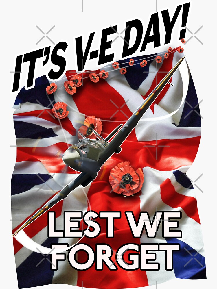 "Its VE day VE day rememberence spitfire union jack graphic black