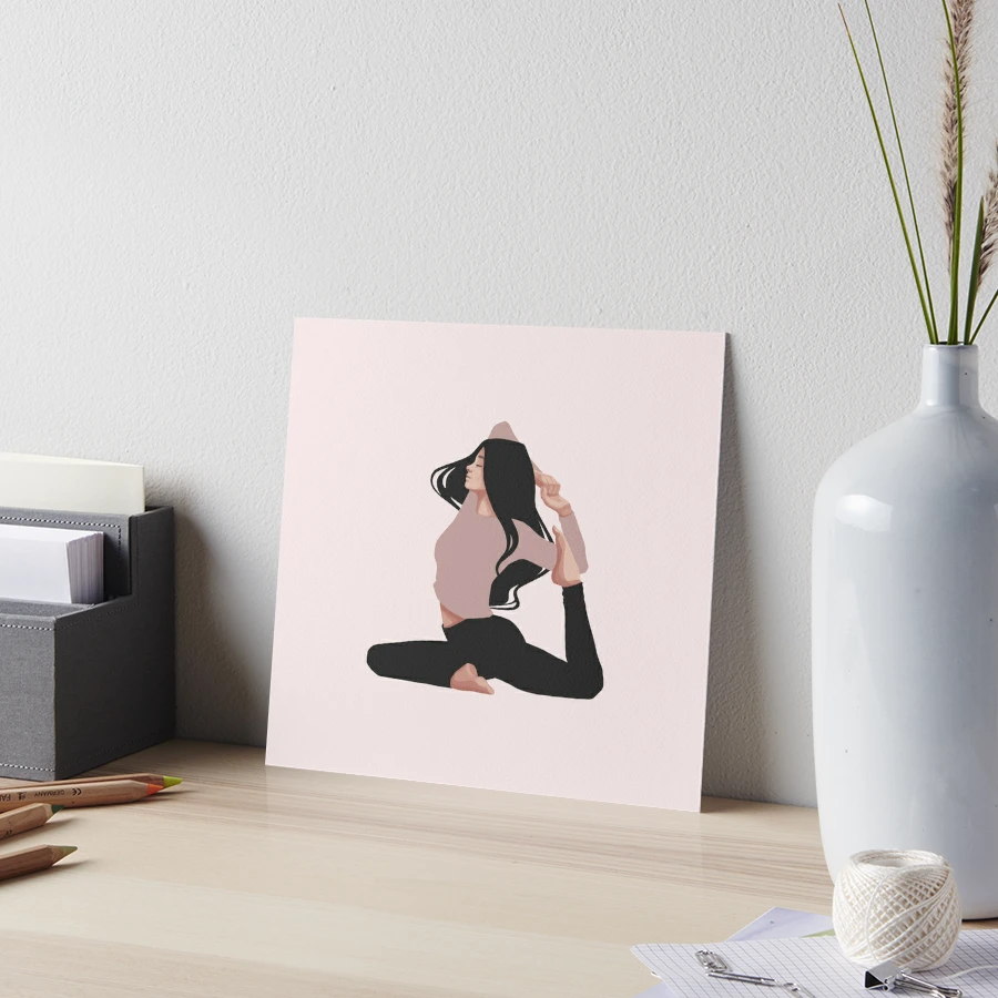 Pink Yoga Girl Asana - Good Vibes Spiritual Meditation Namaste -  Illustration by MadliArt | Art Board Print