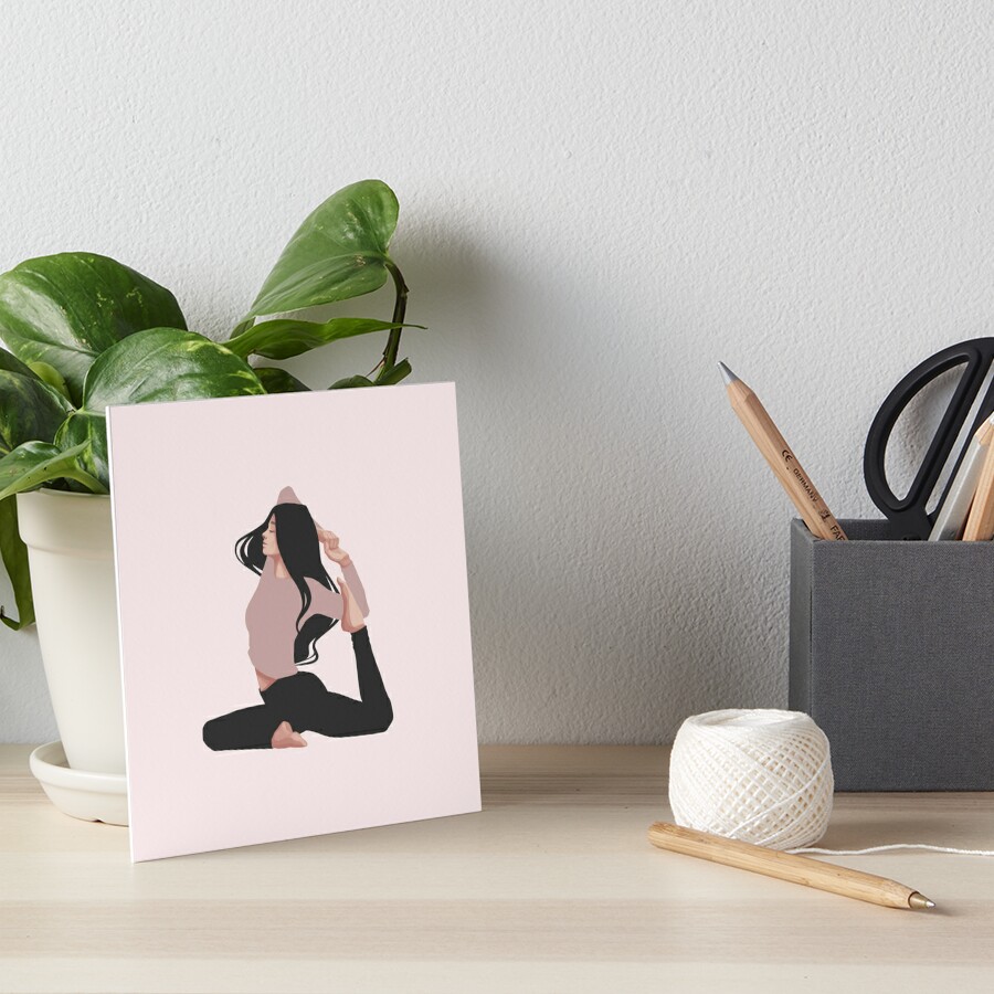 Pink Yoga Girl Asana - Good Vibes Spiritual Meditation Namaste -  Illustration by MadliArt | Art Board Print