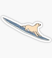 dog on surfboard sticker Sticker