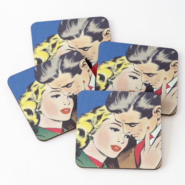 Item preview, A couple share an intimate moment together - vintage retro comic designed and sold by CoolVintageArt.