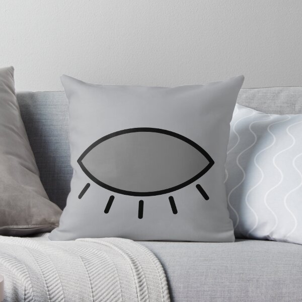 Closed eye - gray Throw Pillow