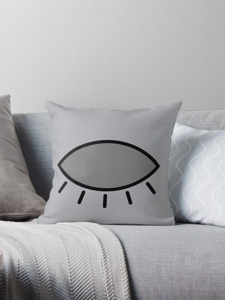 Thumbnail 1 of 3, Throw Pillow, Closed eye - gray designed and sold by reIntegration.