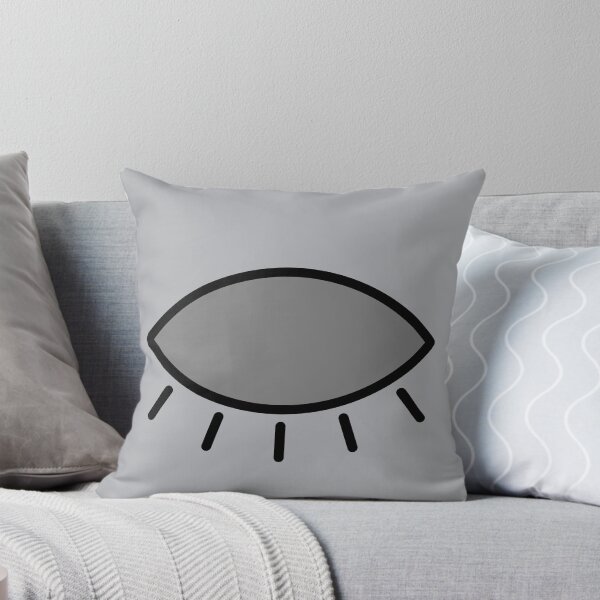 Closed eye - gray Throw Pillow