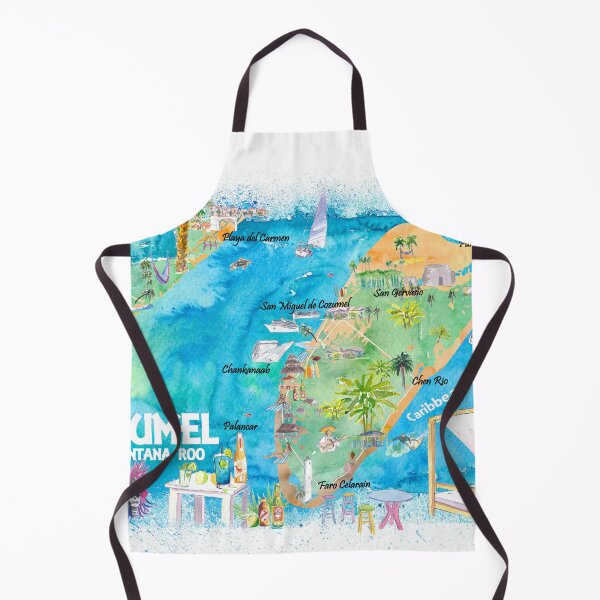Item preview, Cozumel Quintana Roo Mexico Illustrated Travel Map with Roads and Highlights designed and sold by artshop77.