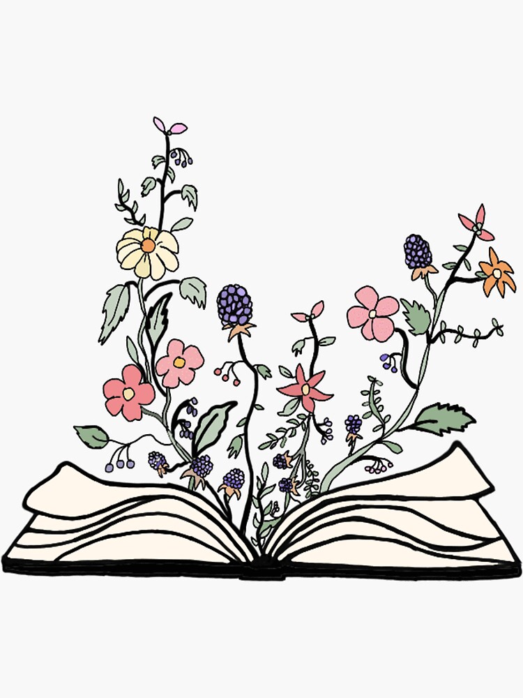 flowers growing from book by andilynnf