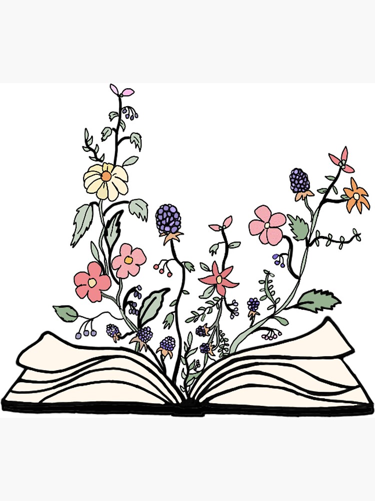 flowers growing from book by andilynnf