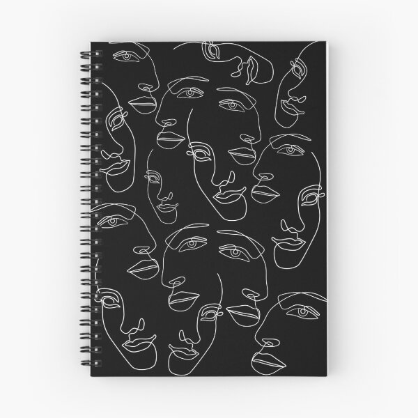 Item preview, Black And White Line Art Faces Abstract Pattern designed and sold by KIKAIA  The Label.
