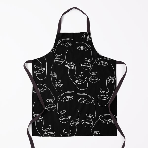 Item preview, Black And White Line Art Faces Abstract Pattern designed and sold by KIKAIA  The Label.