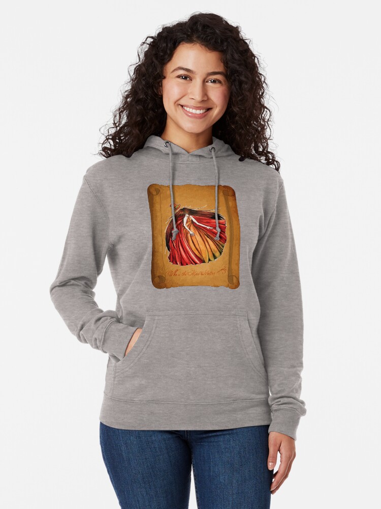 Alternate view of Who is the Mad Hatter ? Red Riding Hood Lightweight Hoodie