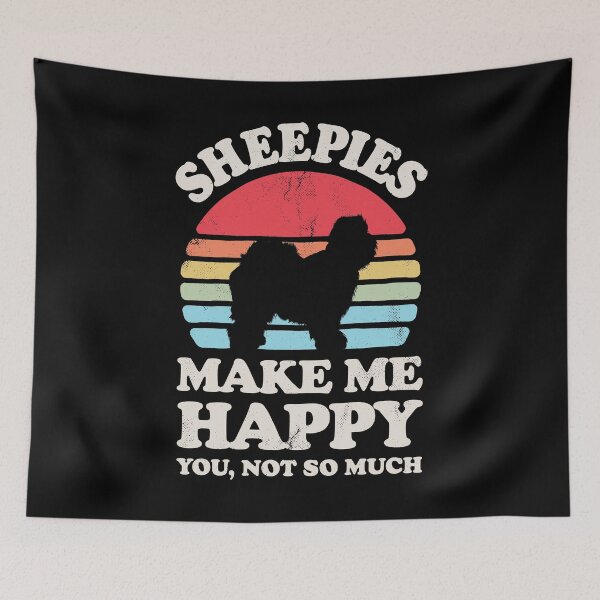 Item preview, Sheepies Make Me Happy Sunset Retro Shirt for Men Women Boys Girls Kids Dog Lover Gifts designed and sold by LiqueGifts.