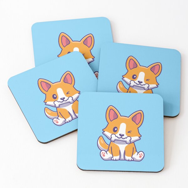 Item preview, Cute Corgi Dog Eating Bone Cartoon designed and sold by BigBoyFunky.