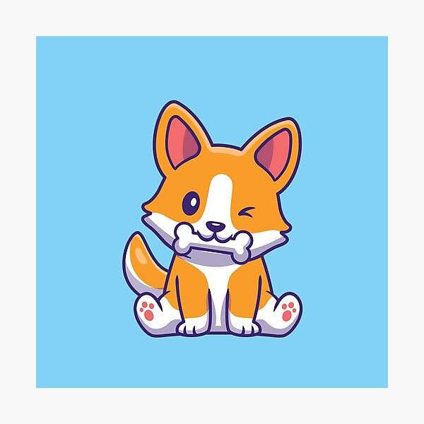 Item preview, Lindo perro Corgi comiendo dibujos animados de hueso designed and sold by BigBoyFunky.