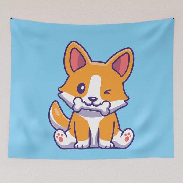 Item preview, Cute Corgi Dog Eating Bone Cartoon designed and sold by BigBoyFunky.