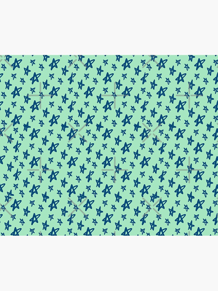 Thumbnail 3 of 3, Sticker, Cute Blue Stars Aqua-Green background Pattern designed and sold by DesignsbyEH.