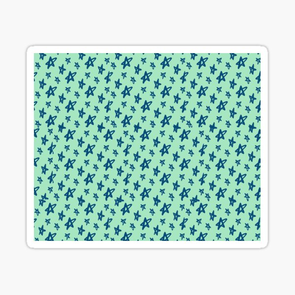 Cute Blue Stars Aqua-Green background Pattern Sticker