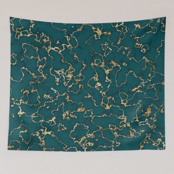 Item preview, Gold and dark teal shiny luxurious marble veins texture designed and sold by CynthiaGraphics.