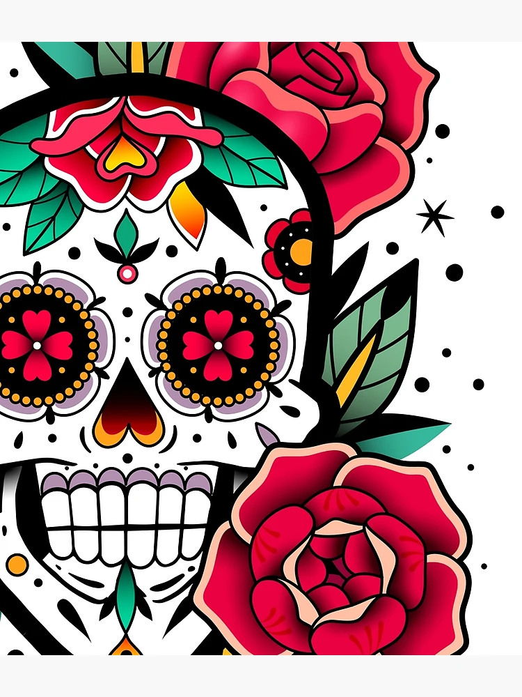 Thumbnail 3 of 3, Backpack, Sugar Skull With Roses Art Collection designed and sold by JTS STORE.