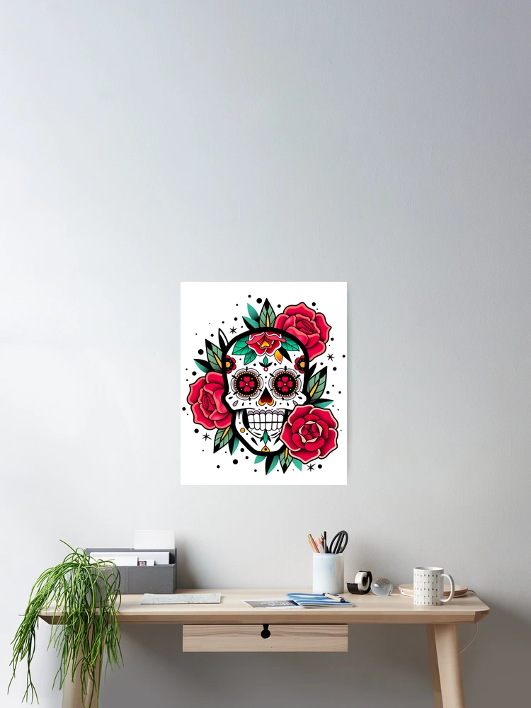 Thumbnail 2 of 3, Poster, Sugar Skull With Roses Art Collection designed and sold by JTS STORE.