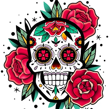 Artwork thumbnail, Sugar Skull With Roses Art Collection by JTS STORE