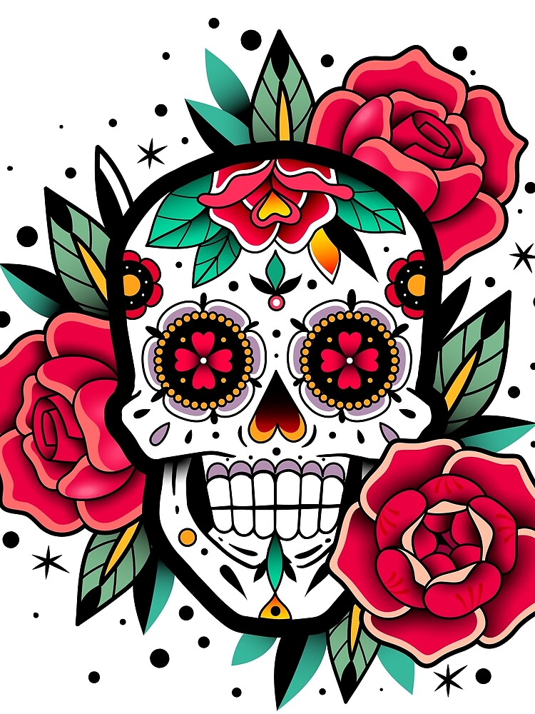 Thumbnail 3 of 3, Scarf, Sugar Skull With Roses Art Collection designed and sold by Rittichai.