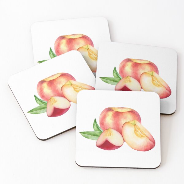 Item preview, Watercolor peaches with leaves designed and sold by Lyubava.