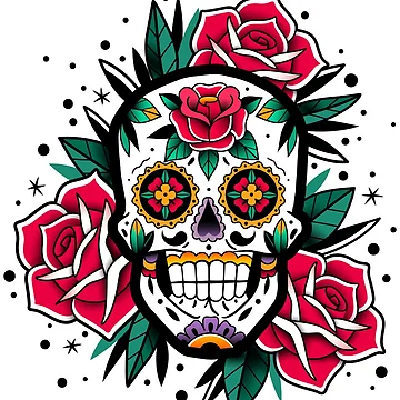 Artwork thumbnail, Sugar Skull With Roses Art Collection by JTS STORE
