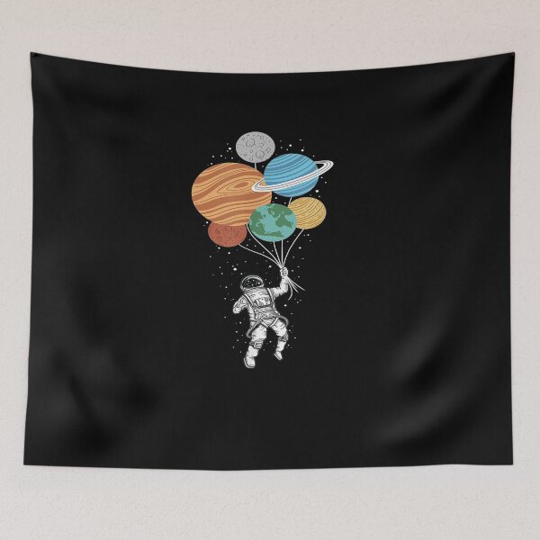 Item preview, Astronaut holding Planet Balloons Solar System space designed and sold by joandinkelSH.