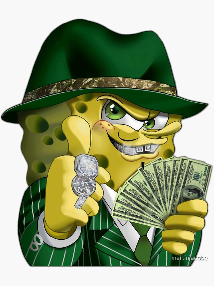 gangster-spongebob-sticker-for-sale-by-martinjacobe-redbubble